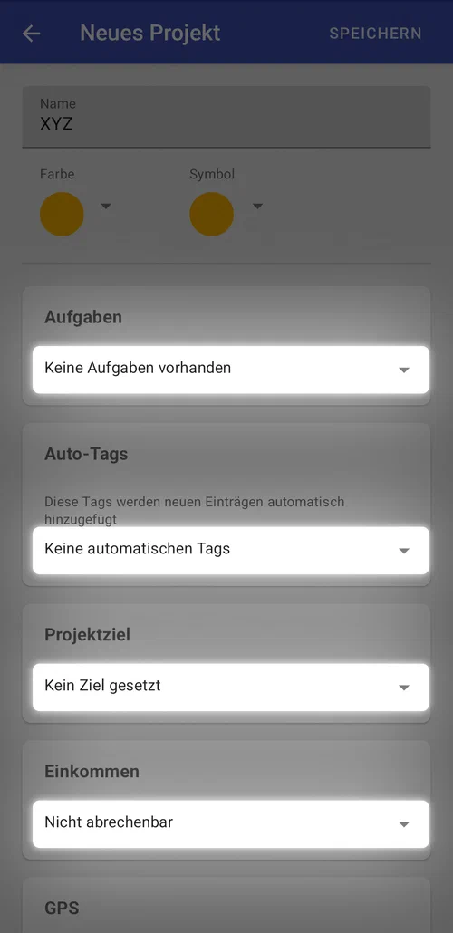 Weitere Projekteinstellungen bearbeiten