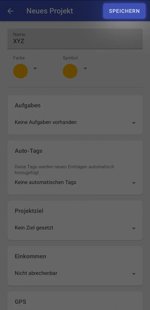 Projekt speichern