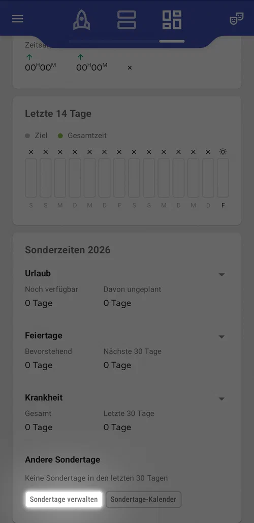Eigene Sondertage verwalten
