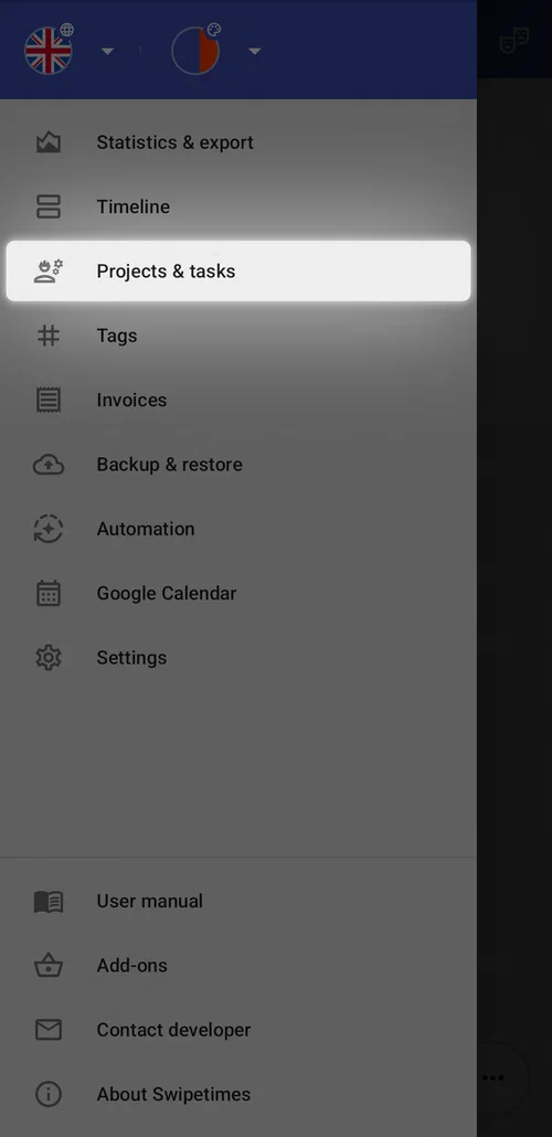 Go to the project list