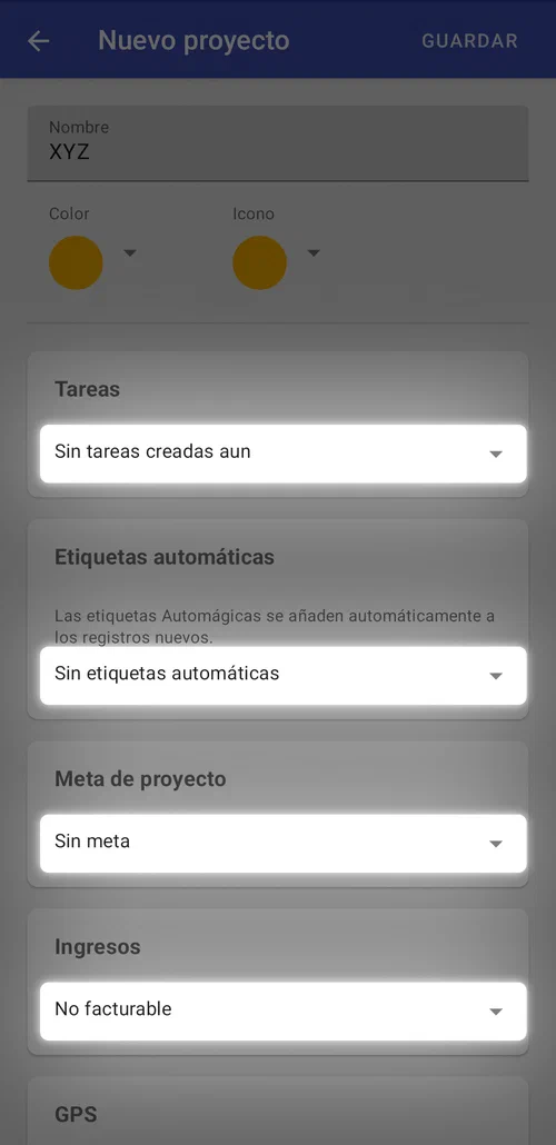 Edita otros aspectos del proyecto