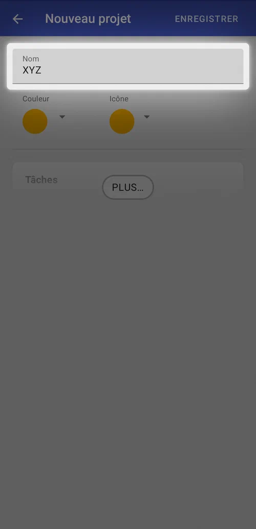 Saisissez un nom pour votre projet