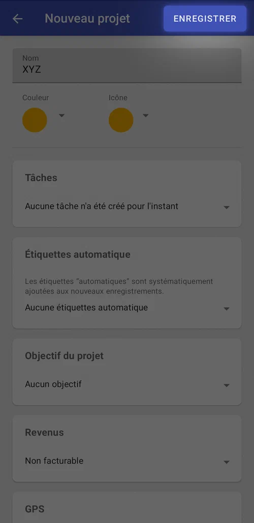 Enregistrer le projet