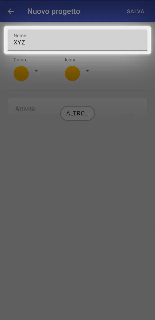 Inserisci un nome per il progetto