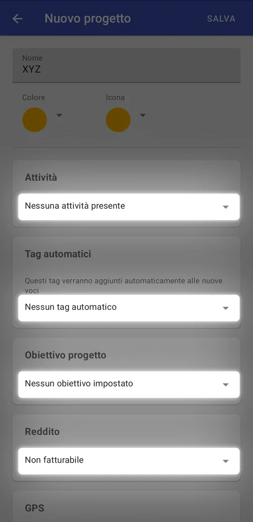 Modifica altri aspetti del progetto