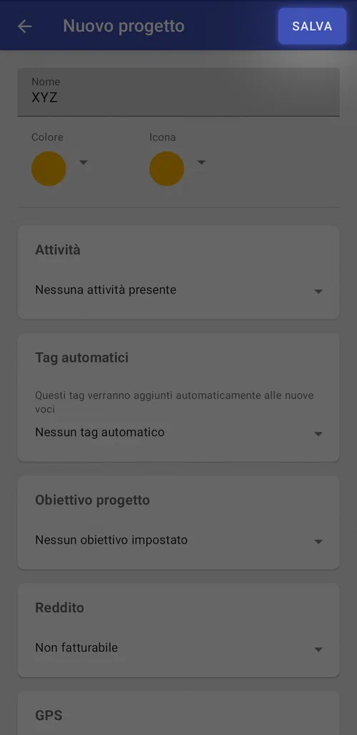 Salva il progetto