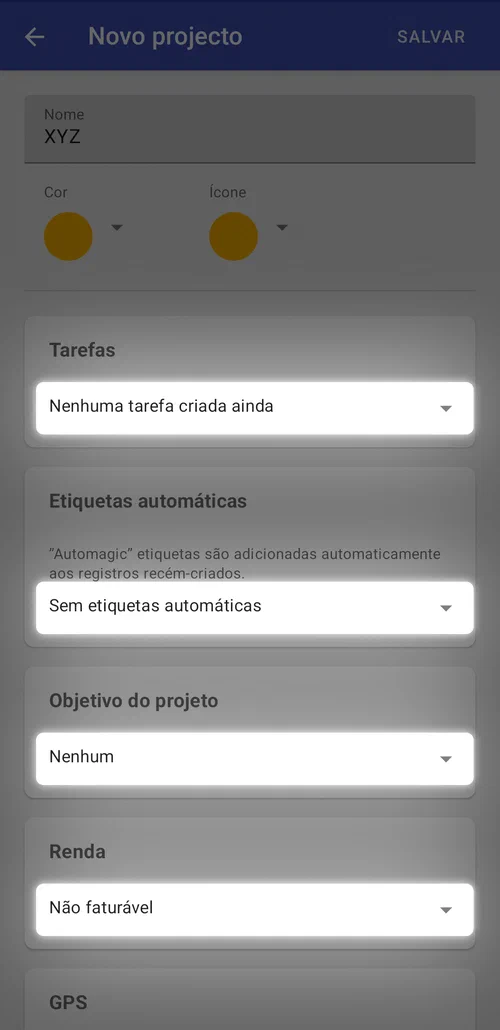 Edite outros aspetos do projeto