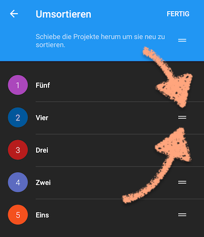 “Griff” hoch/runter ziehen