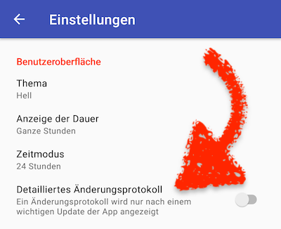 Einstellung Änderungsprotokoll
