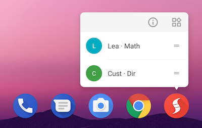 Long press icon for shortcuts