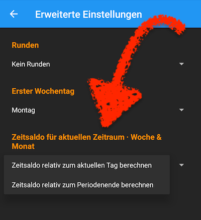 Neue Einstellung Saldo