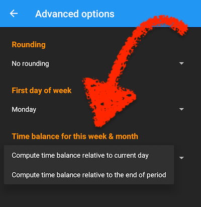 Option for time balance