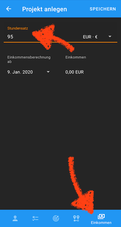 Stundensatz setzen