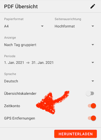 Einstellung Zeikonto