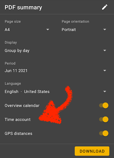 Time account setting