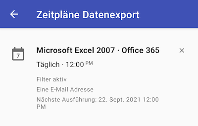 Liste Export-Pläne