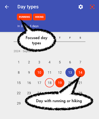 Day types calendar