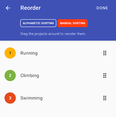 Sort screen
