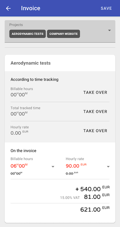 Invoice editing