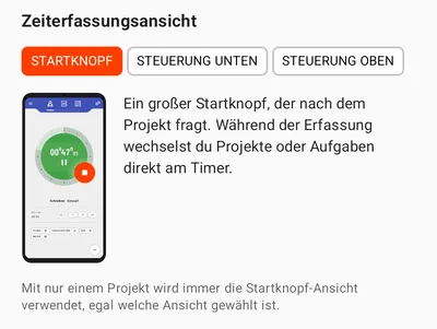 Einstellungen → Zeiterfassungsansicht