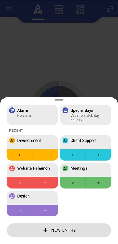 Quick actions on the start screen